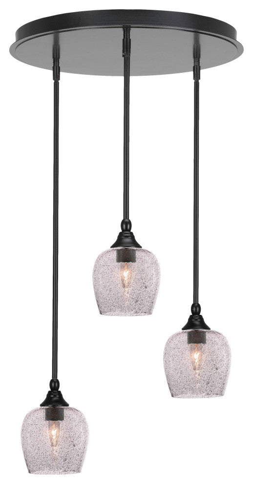 Empire 3-Light Cluster Pendalier, Matte Black/Smoke Bubble