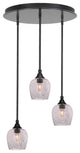 Empire 3-Light Cluster Pendalier, Matte Black/Smoke Bubble