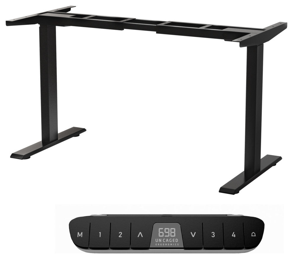 Rise Up Electric Adjustable Height, Width Standing Desk Frame 2 Motors, Black