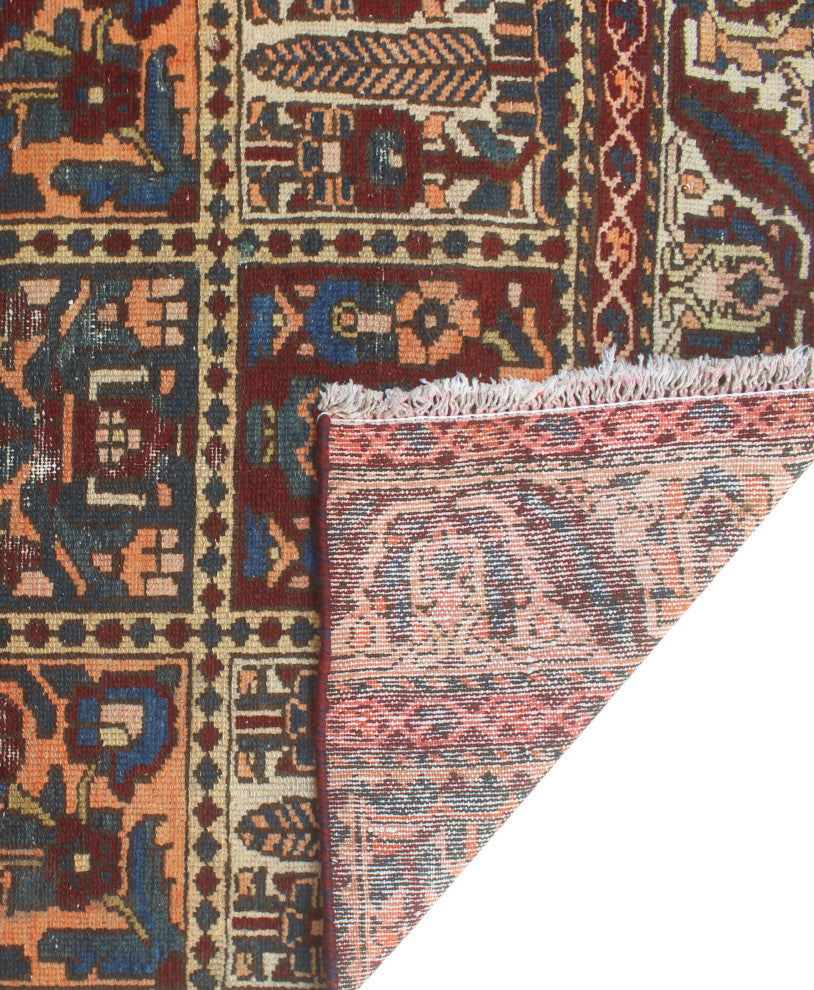 Fine Vintage Distressed Marjani Burgundy/Beige Runner, 3'6x9'7