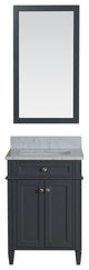 Samantha 24" Single Vanity in Gray, Carrera Marble Top and Mirror