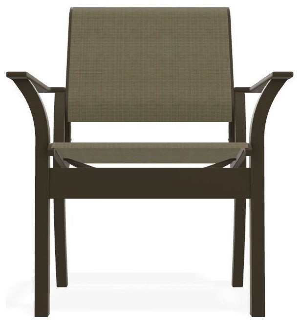 Leeward Sling Stackable Outdoor Dining Chair, Elevation Stone/Beachwood