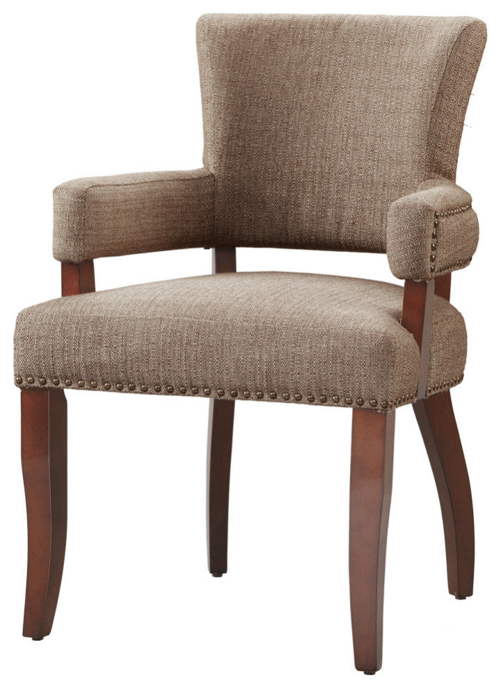 Madison Park Armed Transitional Dining Chair, Brown