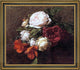 Henri FantinLatour Roses and Nasturtiums Framed Premium Canvas Print, 16"x20"