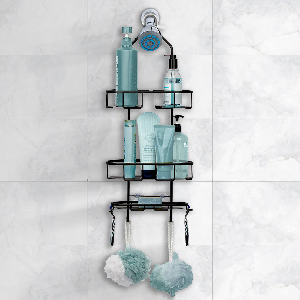 Utopia Alley Rustproof Aluminum Shower Caddy with 3 Shelves, Matte Black Finish