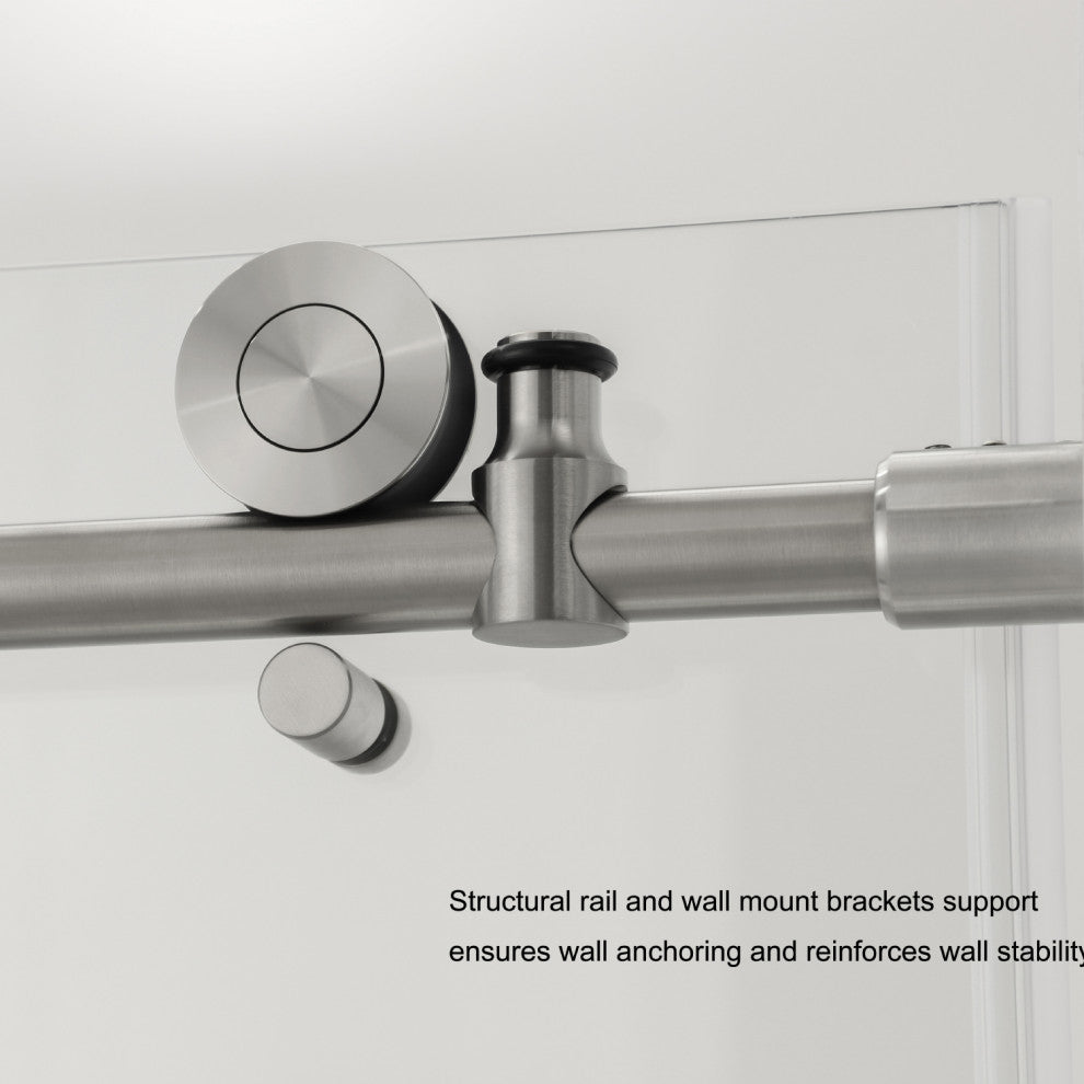 Villena 60" W x 58" H Single Sliding Frameless Tub Door, Brushed Gold, 60 Inches