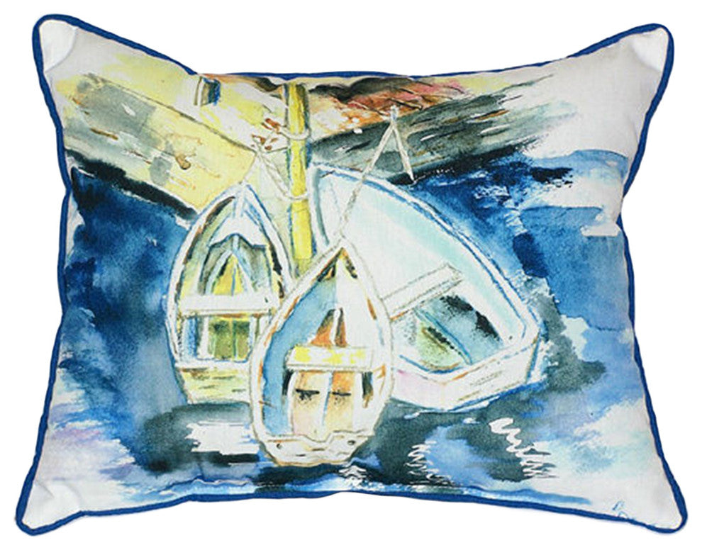 Betsy Drake Three Row Boats Extra Large 20 X 24 Indoor / Outdoor Pillow