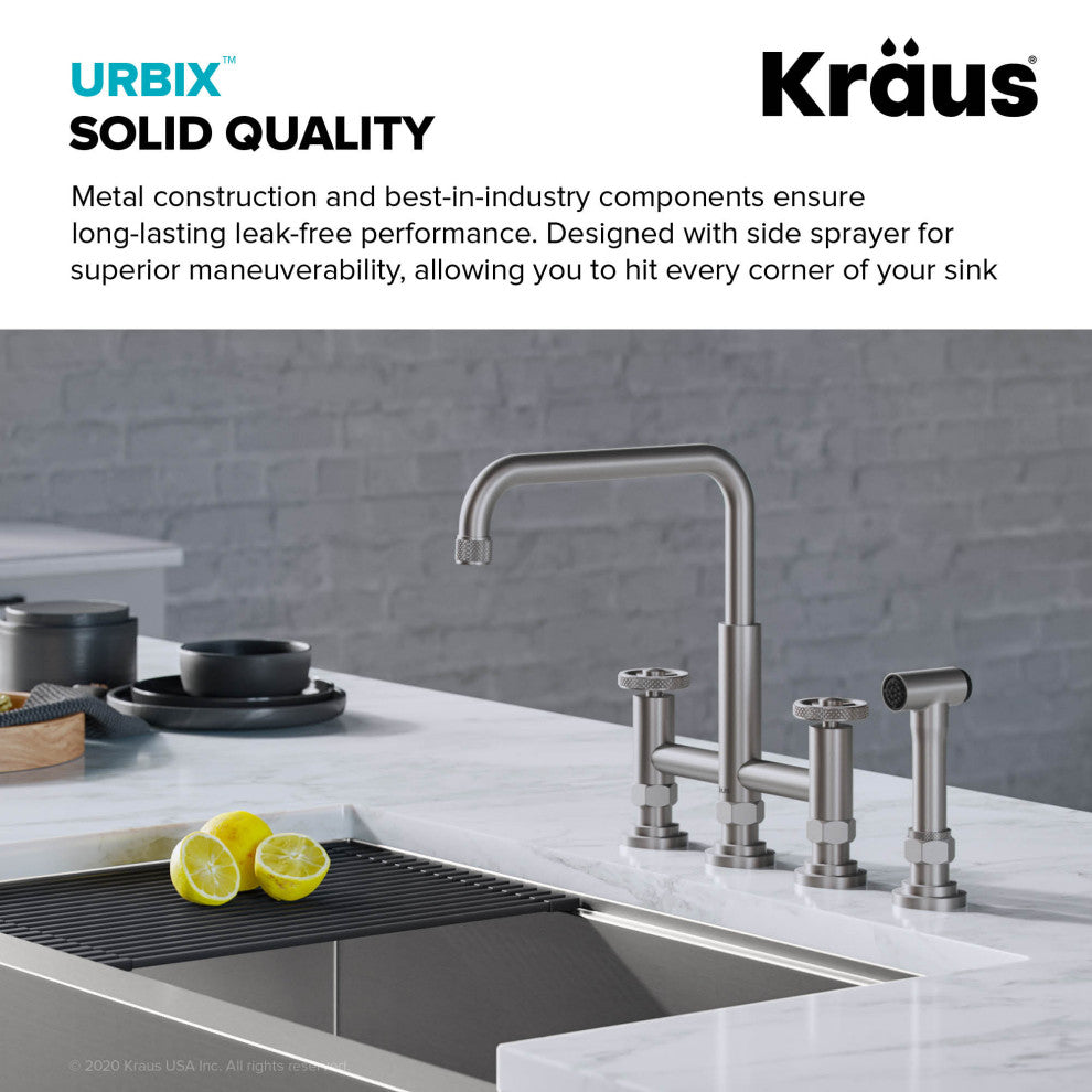 Urbix Bridge Kitchen Faucet, Spot Free Stainless Steel, Water Dispenser Ff-101