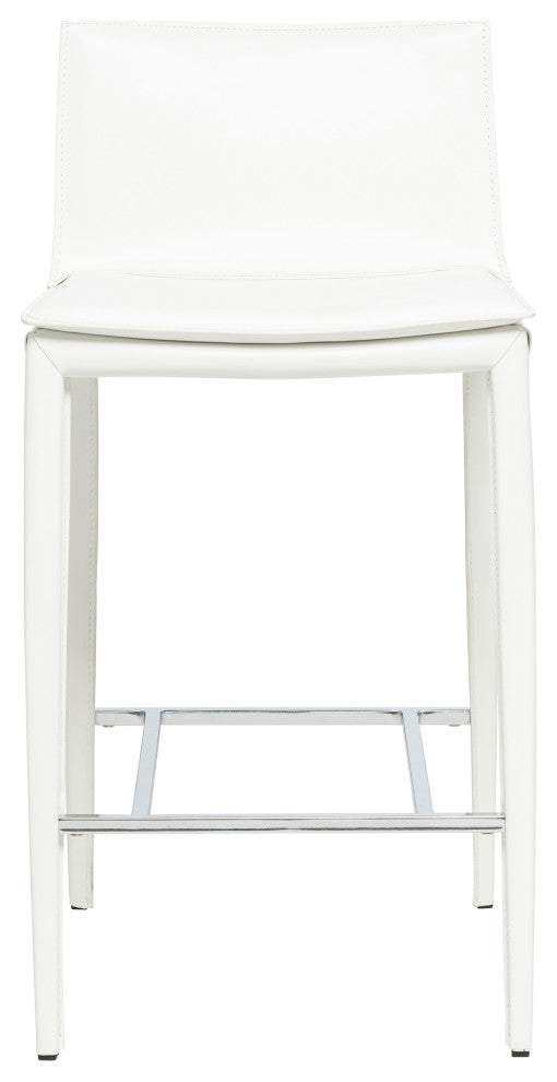 Elite Living Hilton Leather 25.5" Counter Height Bar Stool, White