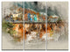 "Villajoyosa Town Digital Painting" Metal Wall Art, 3 Panels, 36"x28"