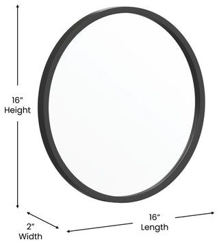 Black 16" Round Wall Mirror
