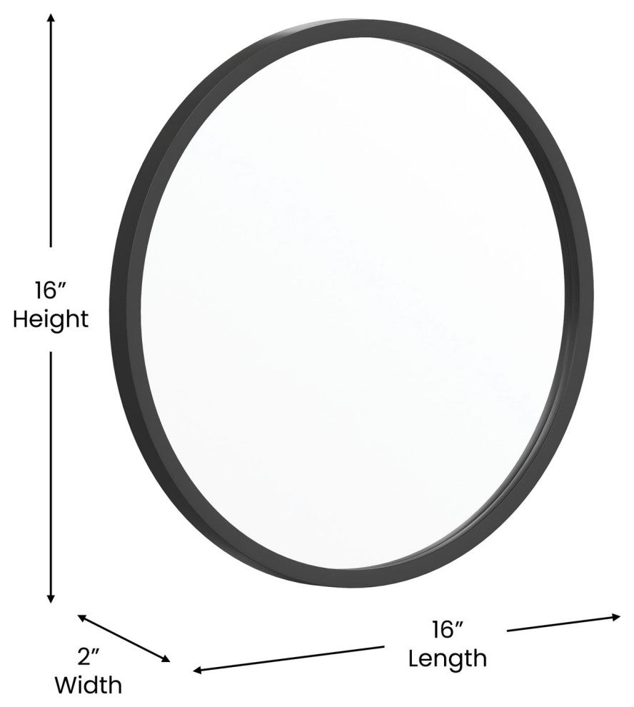 Black 16" Round Wall Mirror