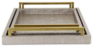 Lusan Vinyl Tray Set - Pewter Linen