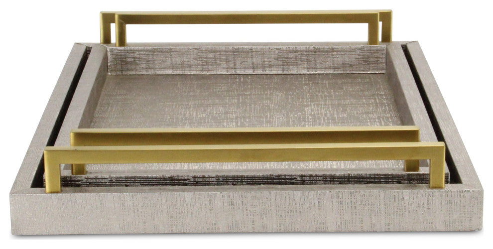 Lusan Vinyl Tray Set - Pewter Linen