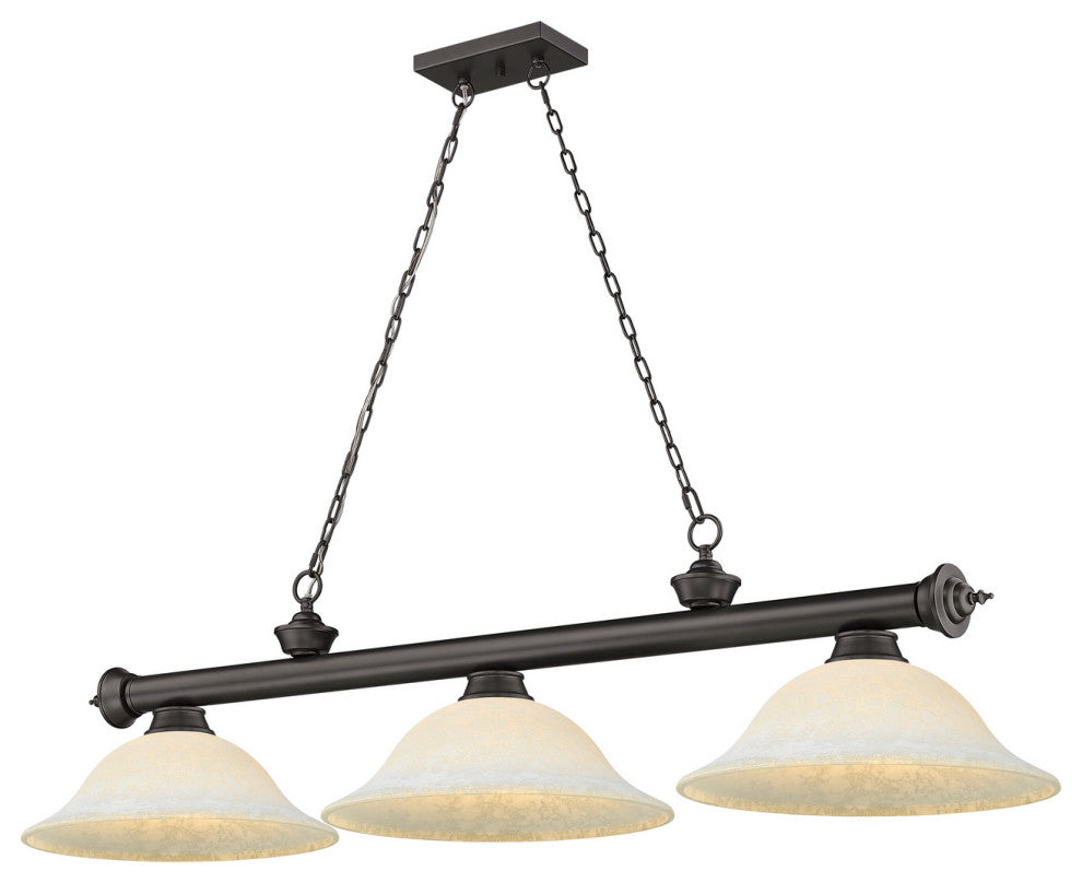 Zlite 2306-3BRZ-WM16 3-Light Billiard, White Mottle