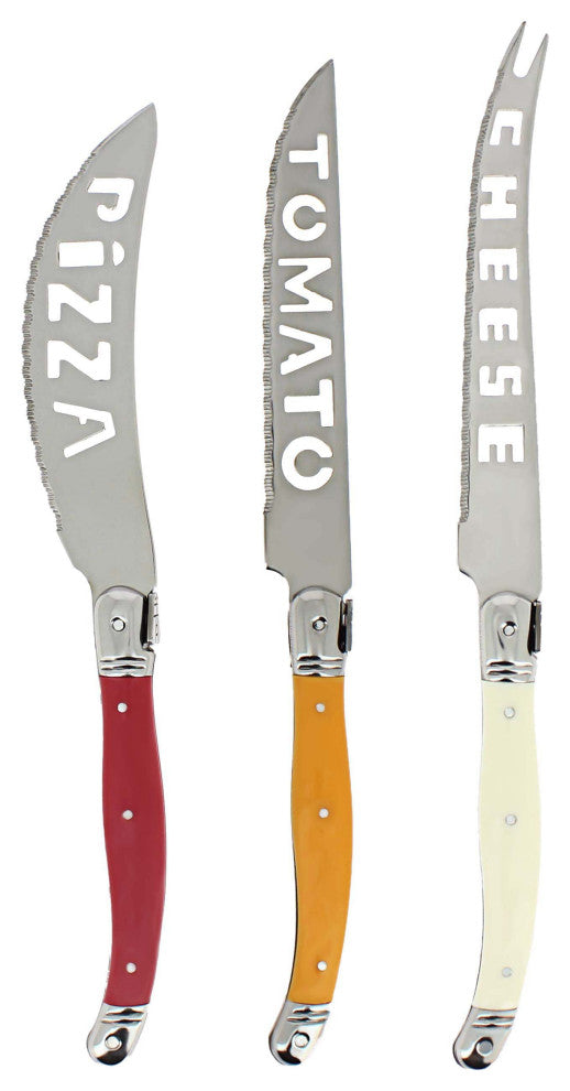 French Home 3 Piece Laguiole Pizza, Tomato, and Cheese Knife Set ,Tuscan Sunset