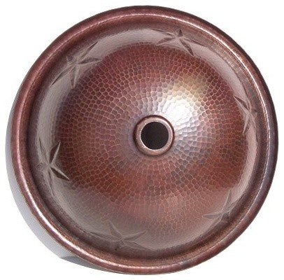 Hammered Round Stars Bathroom Copper Sink