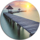 Long Wooden Bridge Into The Sunrise, Sea Pier Round Wall Art, 23"