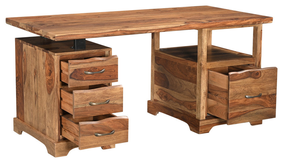 Damian Live Edge Writing Desk, Brown