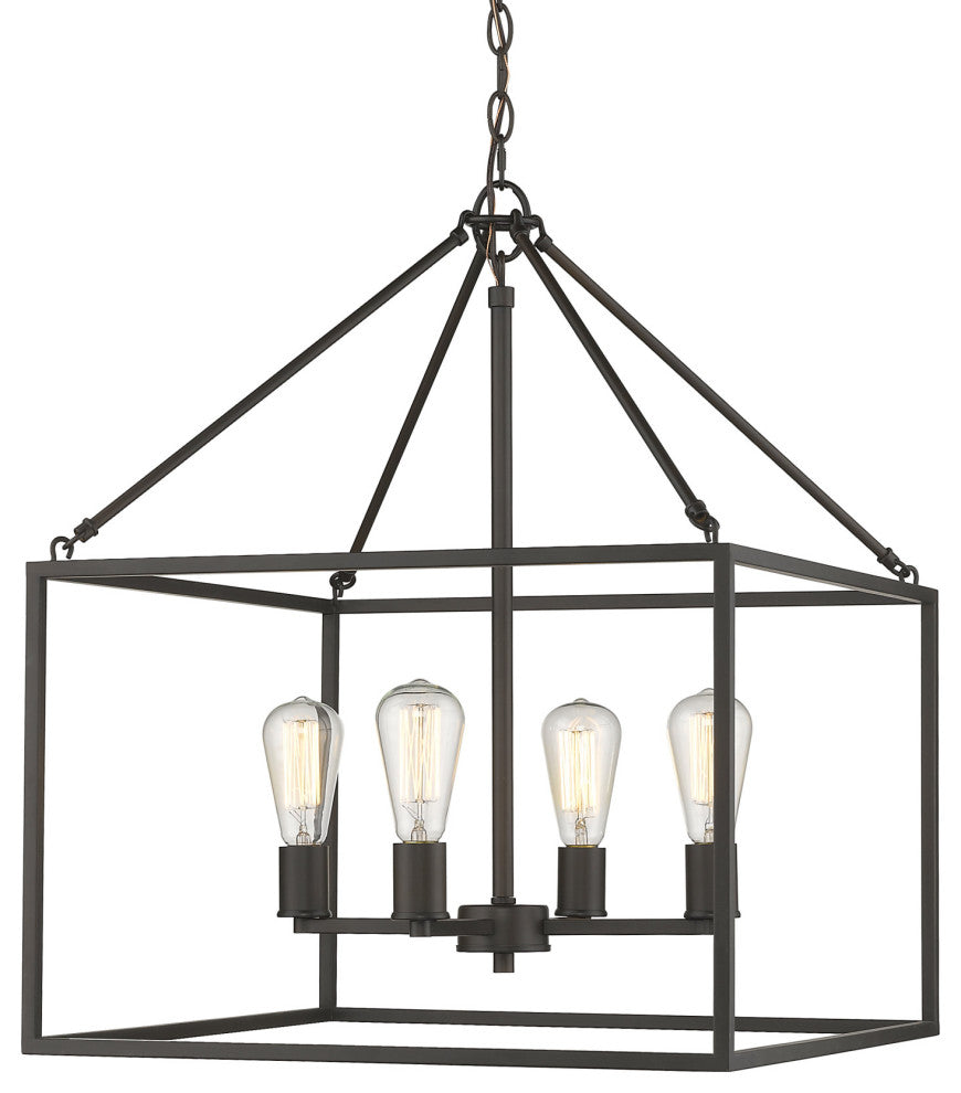 Golden Lighting 2072-4 Wesson 4 Light 21"W Chandelier - Black