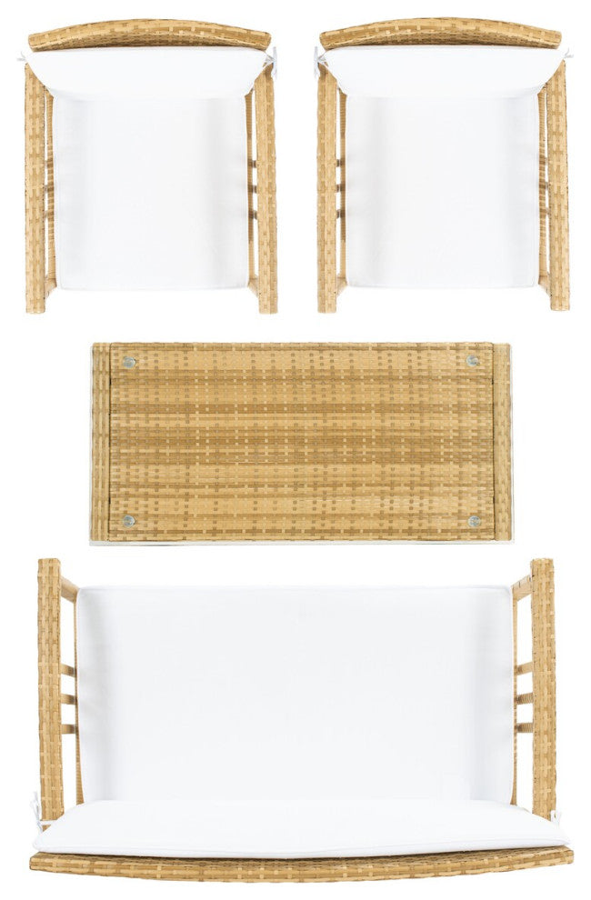 Safavieh Outdoor Reslor 4 Piece Living Set Natural/White Cushion
