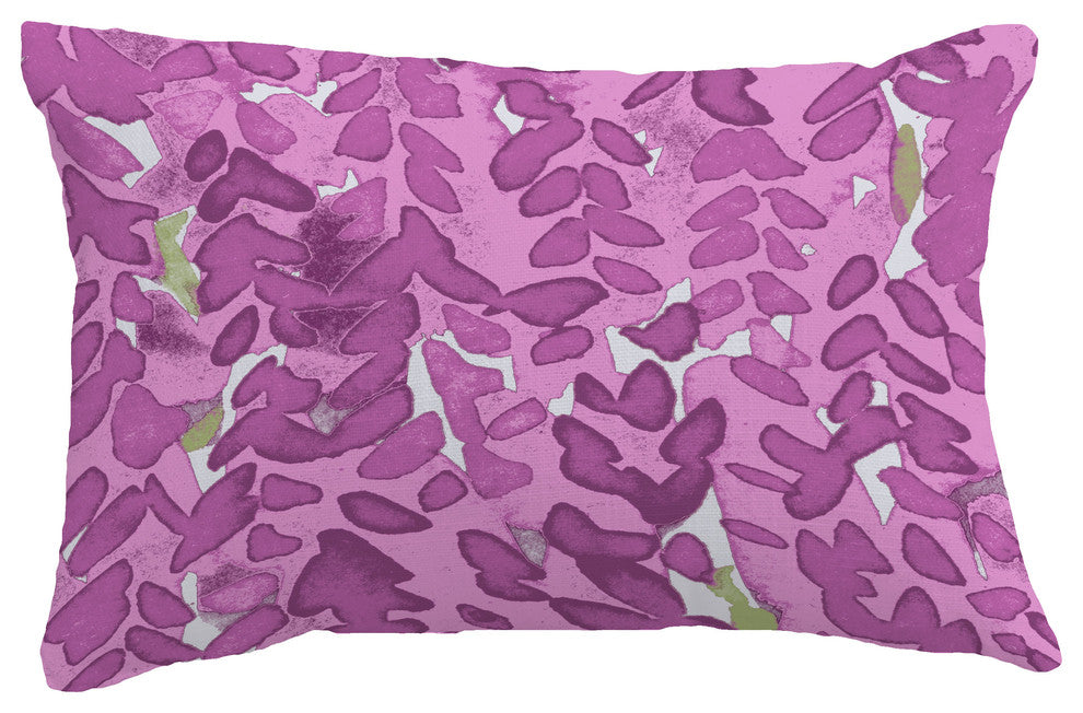 Flower Bell Floral Print Throw Pillow With Linen Texture, Purple, 14"x20"
