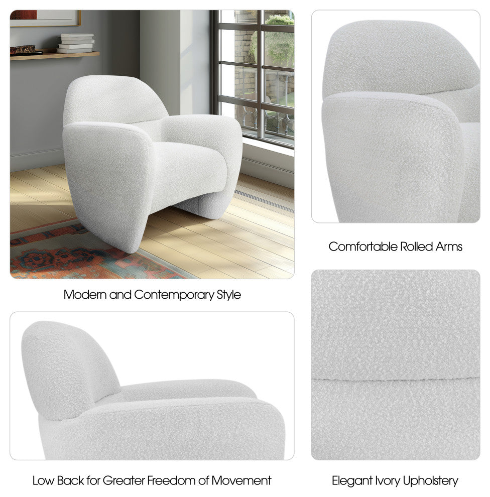 Club Accent Arm Chair, Ivory