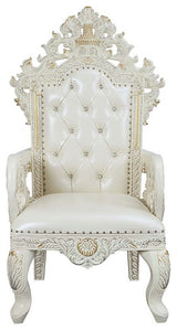 Acme Adara Arm Chair Set of 2 White PU and Antique White Finish