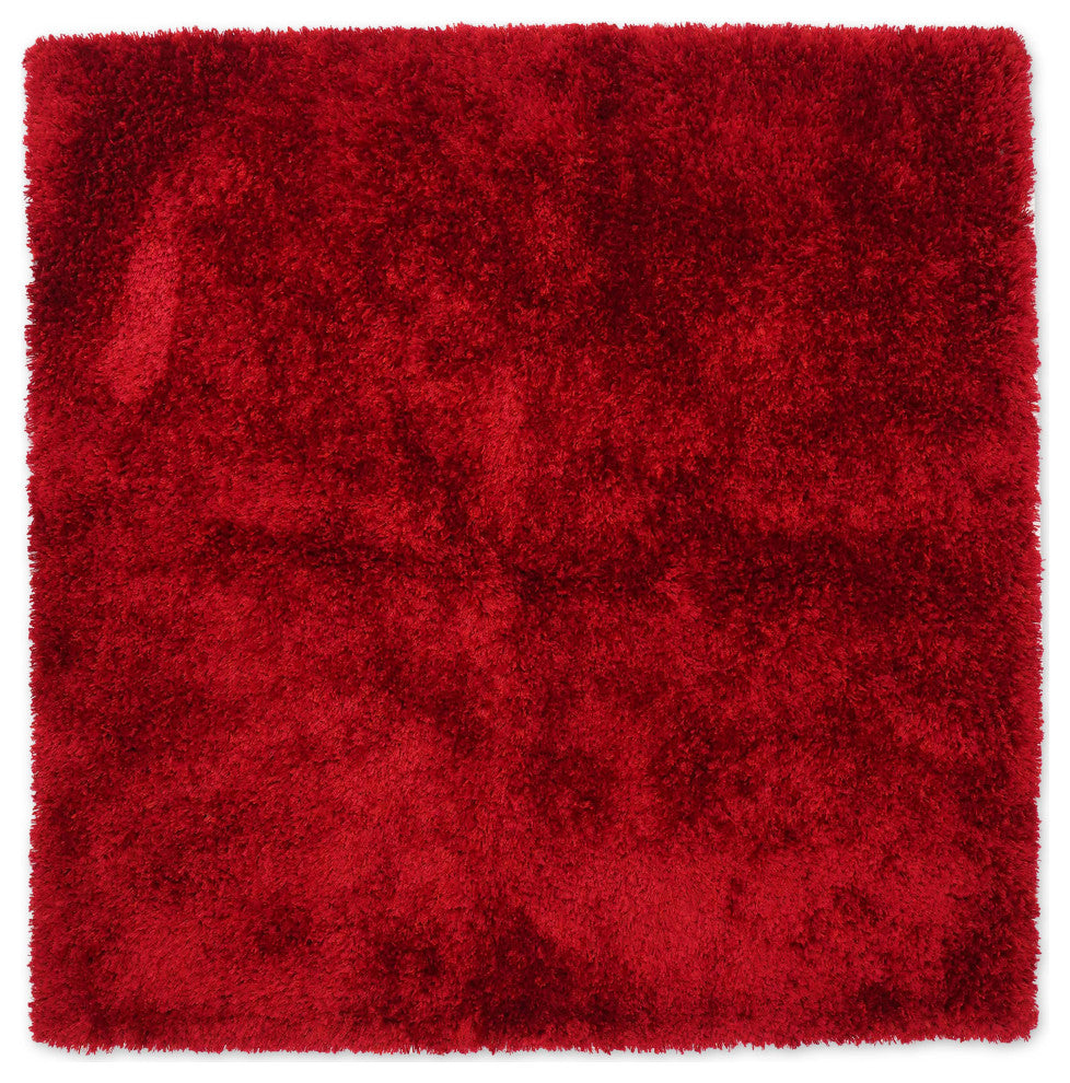 HAND TUFTED SHAG POLYESTER ECO-FRIENDLY AREA RUGS, Red Color, Solid Design