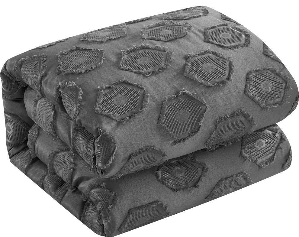 Faust 7 Piece Comforter Set, Grey, California King