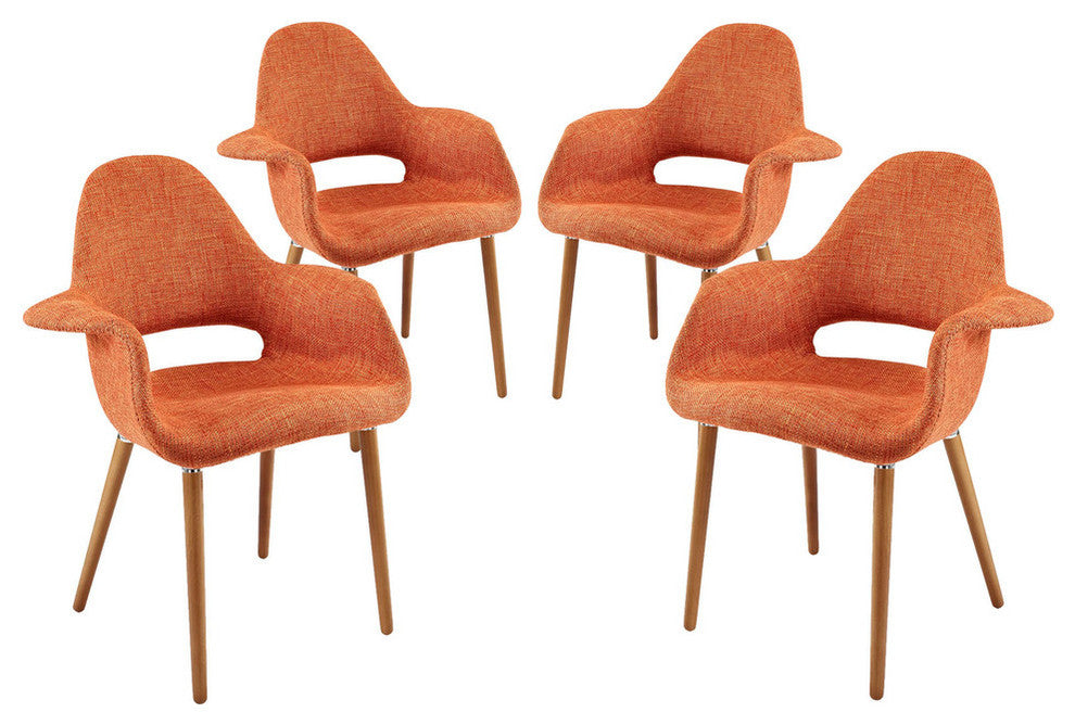 Modern Contemporary Kitchen Dining Armchair Set of 4 Orange