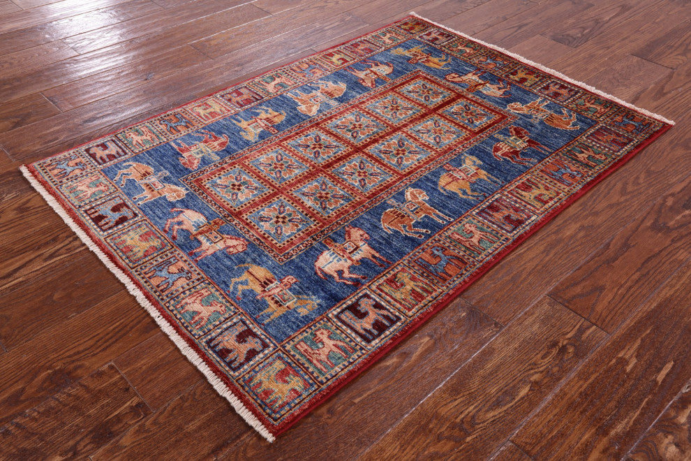 2' 10" X 4' 1" Antiqued Pazyryk Historical Design Handmade Rug Q10884