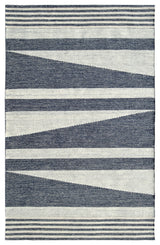 Oak Modern Area Rug, Ivory/Denim, 8'x10'