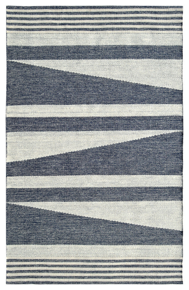 Oak Modern Area Rug, Ivory/Denim, 8'x10'