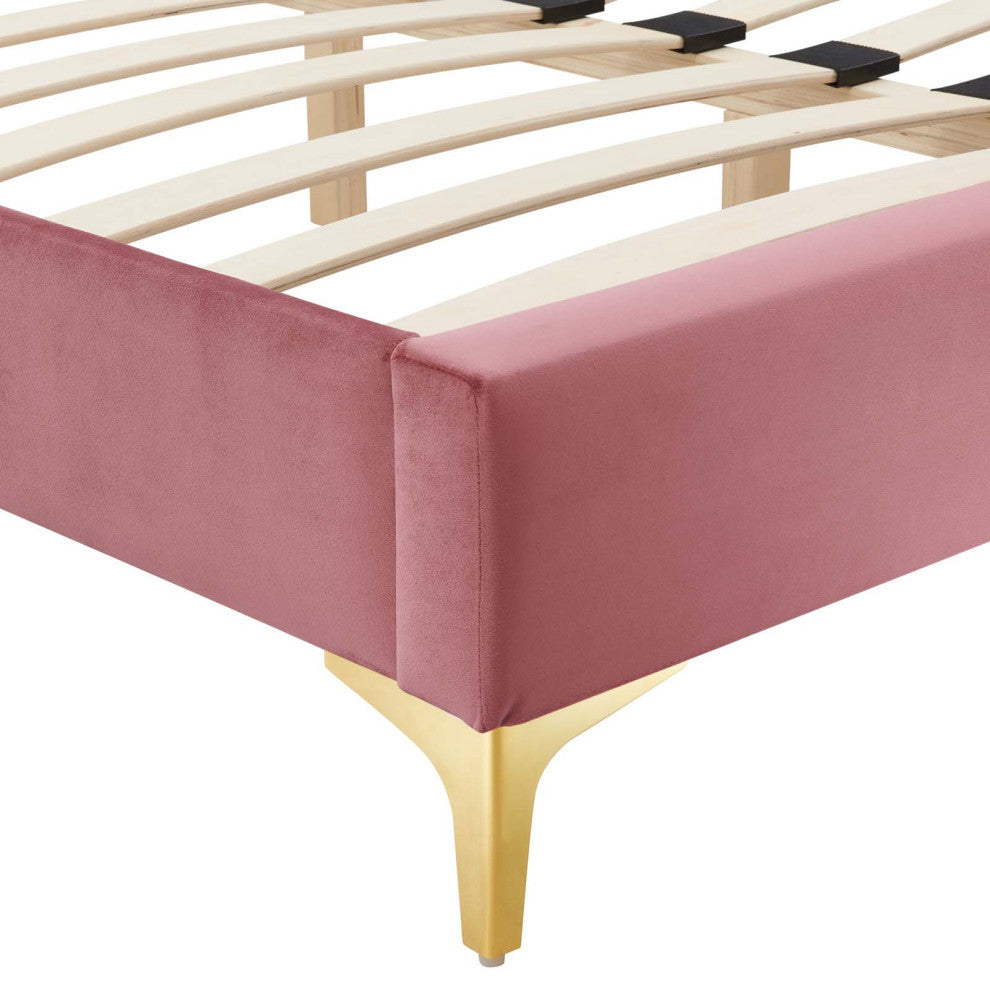 Sutton Queen Performance Velvet Bed Frame-Dusty Rose