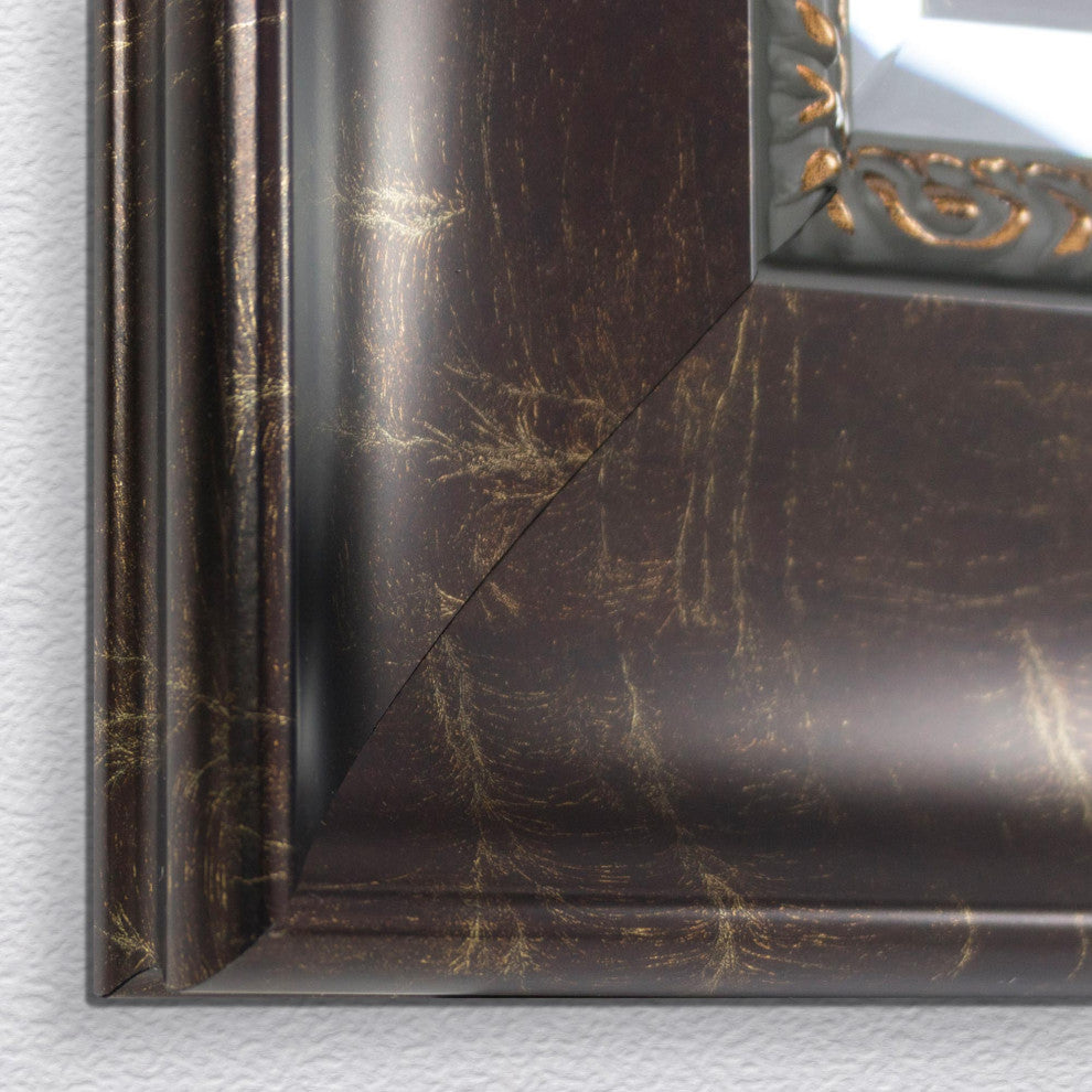 Head West Distressed Embossed Bronze Framed Wall Vanity Mirror - 26" x 32"