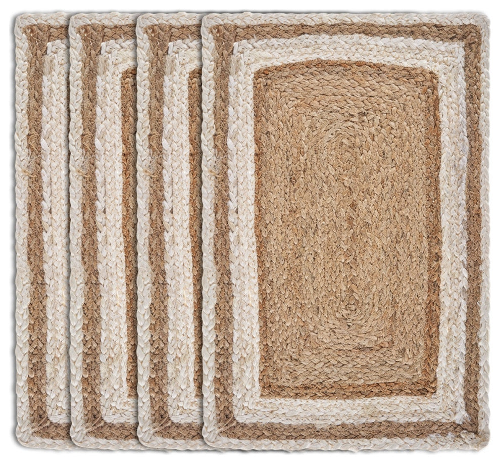 Tri-toned Bleach Organic Jute Table Top Set, 1'1" X 1'7"