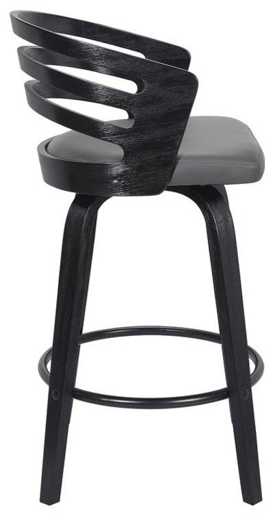 Jayden Contemporary 26" Counter Heightï¿½Swivel Barstool in Black Brush Wood Finis
