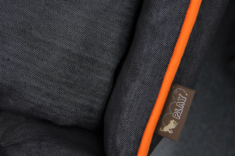 Lounge Bed Denim, Orange, Small