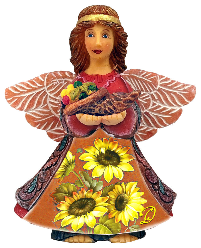 Autumn Angel With Cornucopia Handcrafted Christmas Figurine