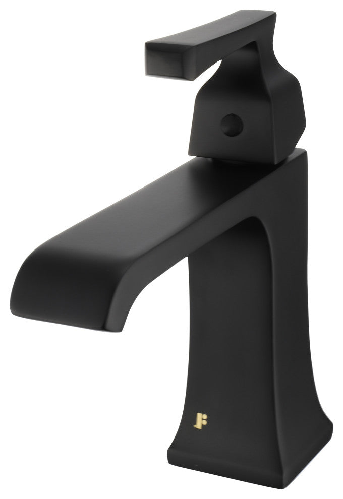 Fine Fixtures Arched Square Single Hole Bathroom Faucet, Black