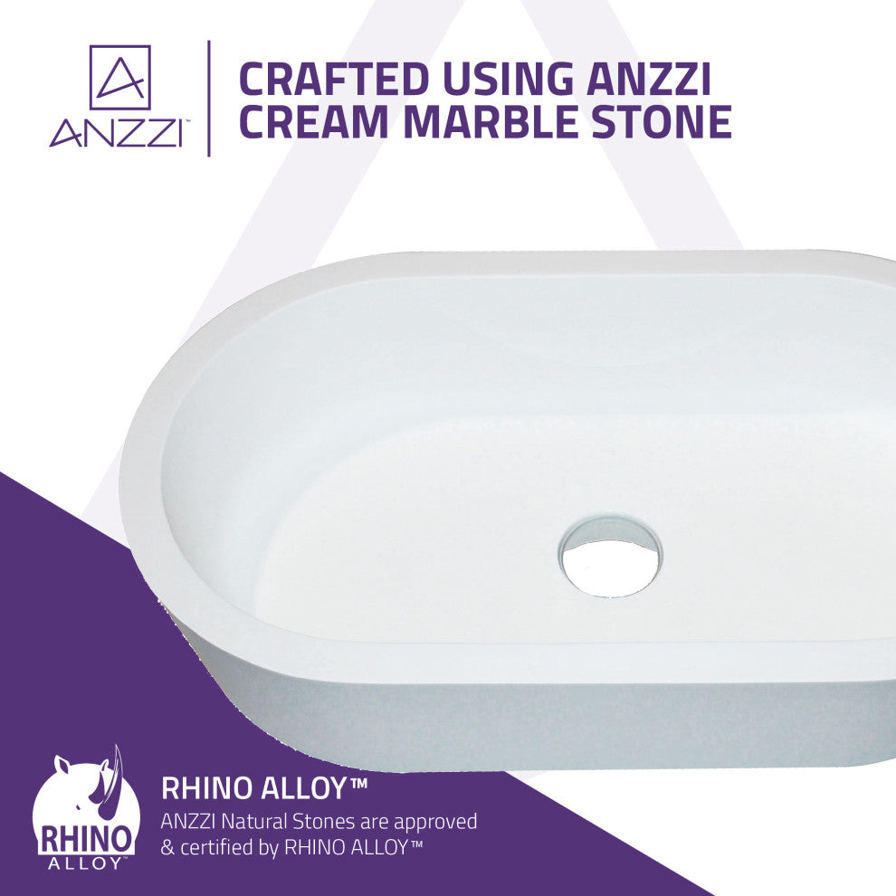 ANZZI Matoko 1-Piece Solid Surface Vessel Sink, Matte White