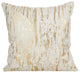 Metallic Foil Distressed Design Cotton Floor Pillow, 27"x27", Gold, Poly Filled