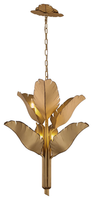 Banana Leaf 6-Lt Chandelier - Gold