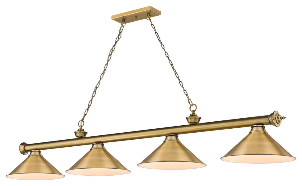 Zlite 2306-4RB-RB15 4-Light Billiard, Rubbed Brass