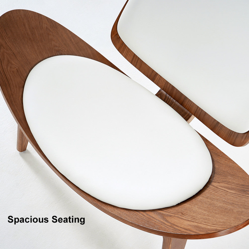 Modern Tripod Black Leather Shell Lounge Chair With Single Side, White