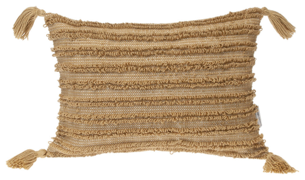 Parkland Collection Transitional Multiple Lines Beige 14" x 20" Pillow