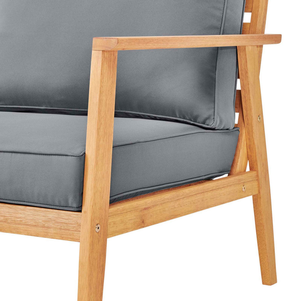 Lounge Sectional Sofa Chair Set, Wood, Brown Natural Gray, Modern, Outdoor