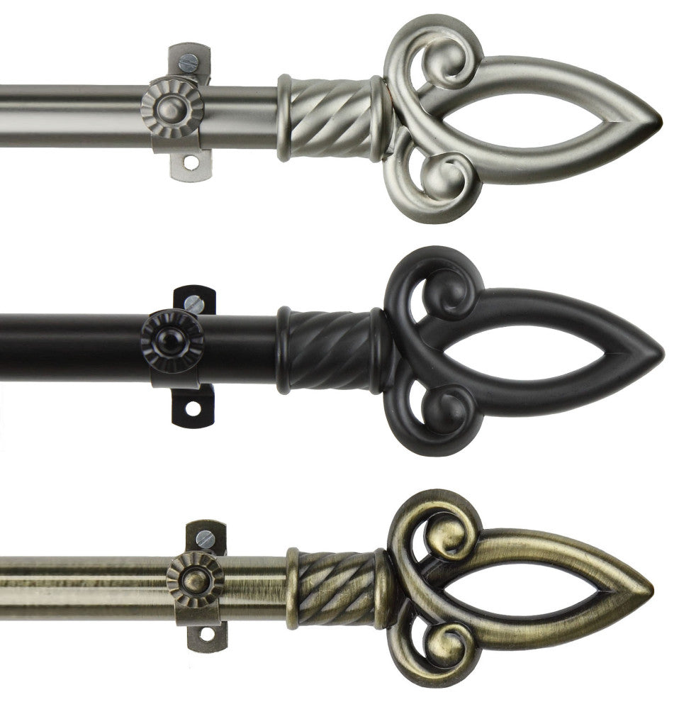 Samuel 13/16" Diameter Curtain Rod, Antique Brass, 18-28"