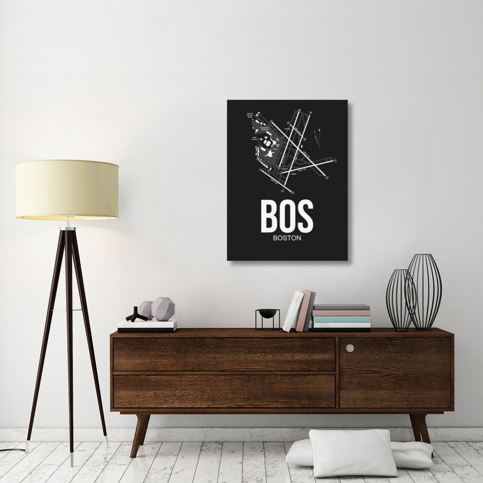 "BOS Boston Airport Black" Fine Art Print